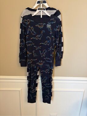 Boys, Size 5, Pajama Sets. Navy Dinosaur Pajama Set and Navy Stripe Set, NWT